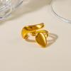 Stainless Steel Double Layer Waterdrop Open Rings for Women Unique Bending Gold Silver Color Waterproof Rings Party Jewelry Gift