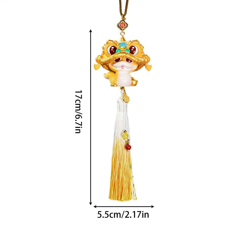Year Of The Snake 2025 Decorations Rear View Mirrors Pendant Snake Lucky Charm Decorative Pendant With Tassels Beads For Home