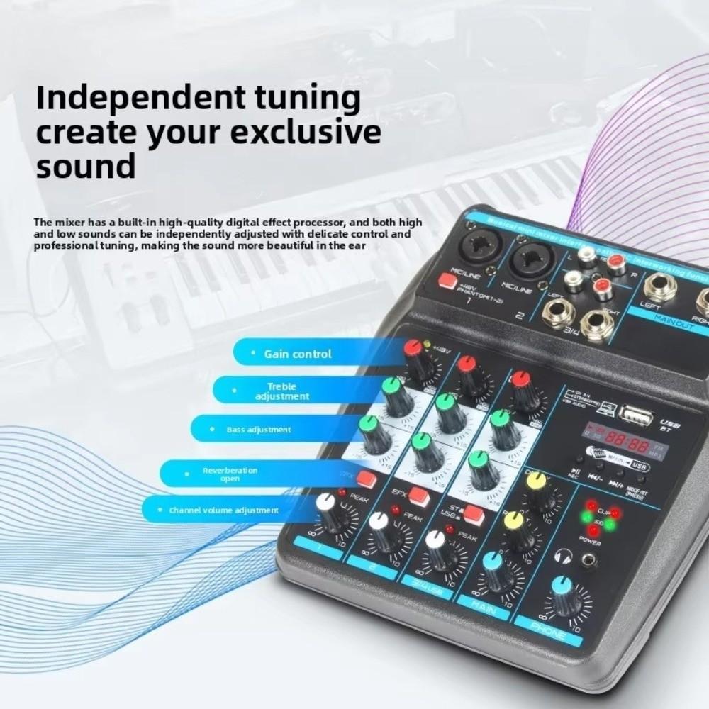with 48V Phantom Power DJ Console Mixer 4-Channel USB Mixer Durable Audio Mixer