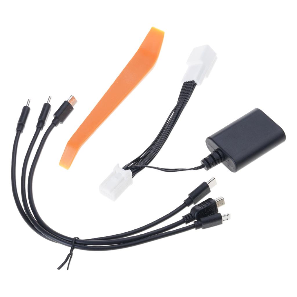 Universal 10pin Connector for Dashcam Power Supply Includes USB Cable for Various Devices Safe Operation