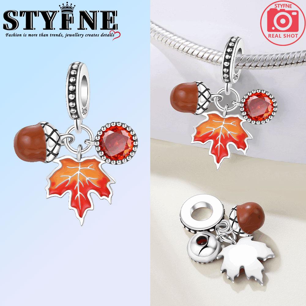Métal Cuivre Automne Zircon Érable Châtaignes Breloque Perles Composants de Perles Composant de Perle Pendentif Conçu Pour Bracelet Authentique Original Haut