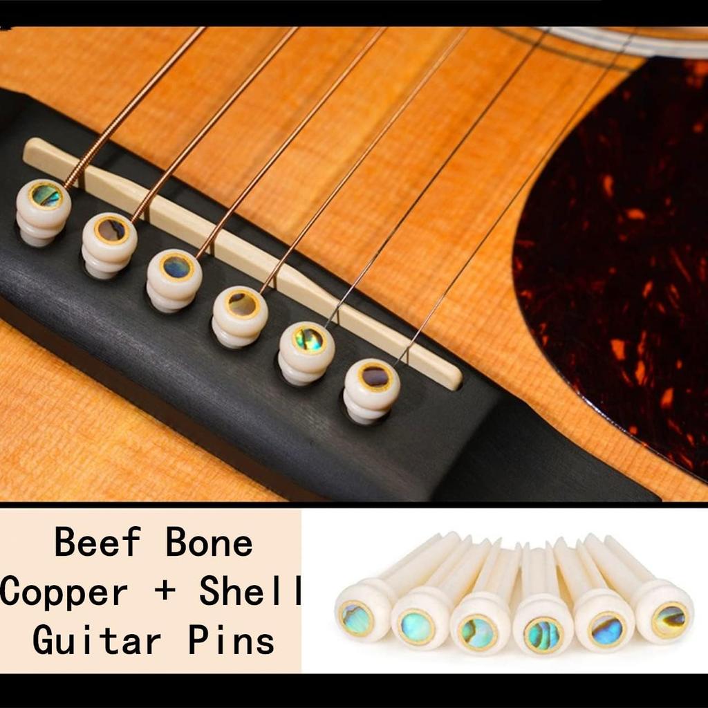 Acoustic Guitar Bridge Pins Miwayer Guitar Parts Real Bone Bridge Pegs with Shell Dot 6pcs