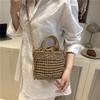 Summer Holiday Women Straw Beach Shoulder Bag Cute Flower Ladies Crossbody Bucket Bags Casual Commuter Female Handbags Purse
