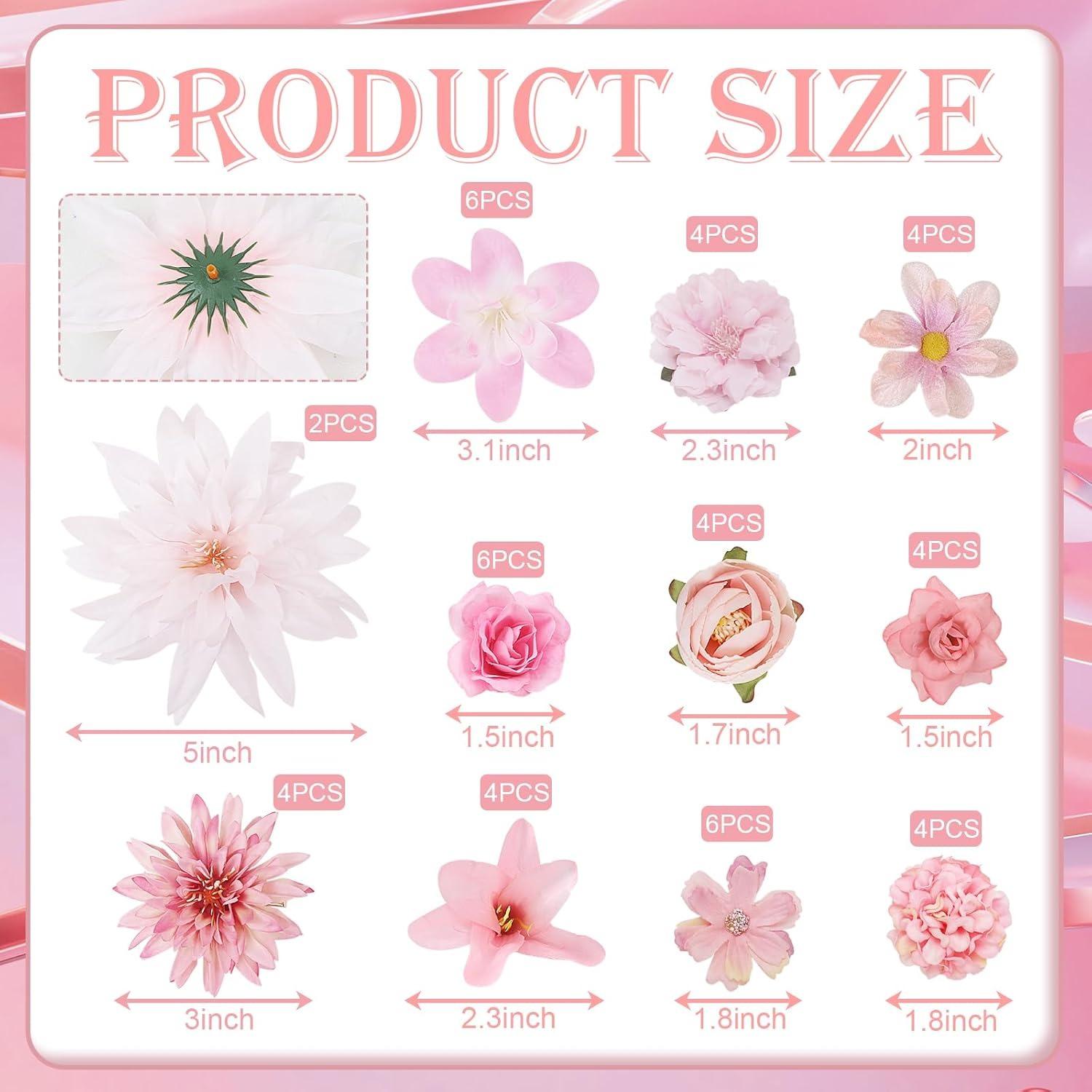 

48Pcs Mixed Pink Artificial Flowers Silk Rose Fake Flowers for Home Decor Wedding Decoration DIY Craft Garland Gift Accessories розовый