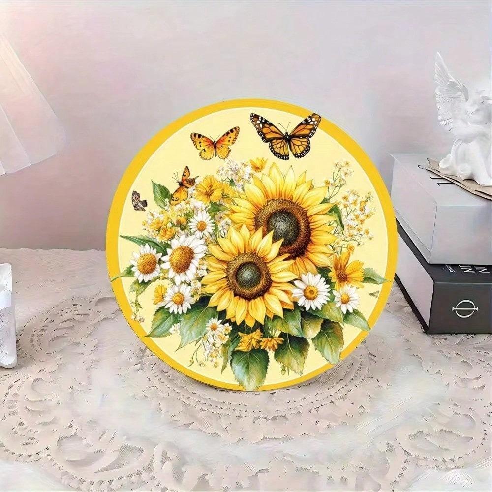Vintage Sunflower Butterfly Metal Wall Art Rustic Farmhouse Home Decor