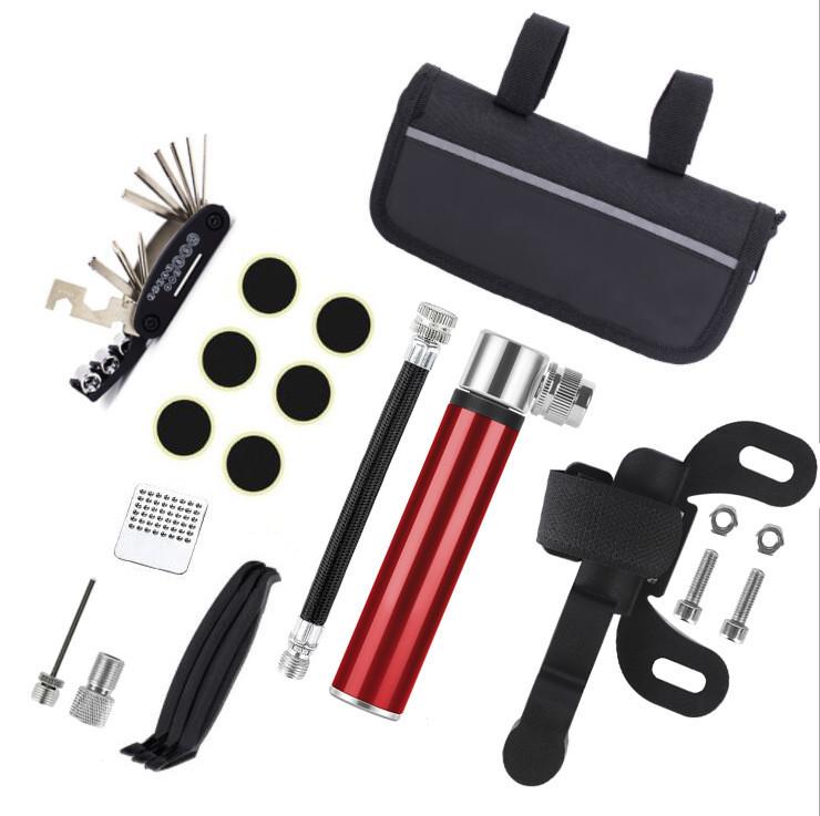 Mountain Bike Portable Aluminum Pump With Repair Kit For Cycling Enthusiasts