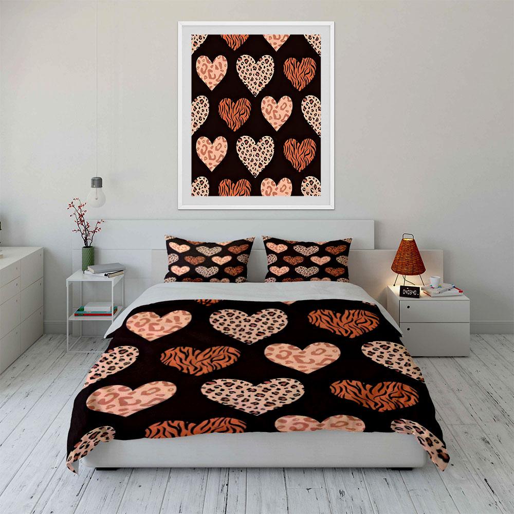 Heart Patterned Trio for Decoration Essentials kid's and adults' bedroom decor, Exquisite three-piece bedding set gift