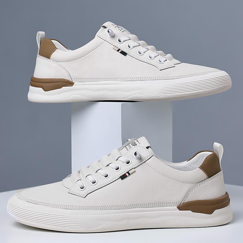 Spring and summer new men's casual leather shoes little white shoes board shoes genuine leather soft sole soft surface men's single shoes