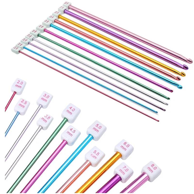 Practical 11 Size Tunisian Afghan Crochet Hooks Multicolor Aluminum Knitting Needles Hook Multicolour  2 - 8 Mm HOT