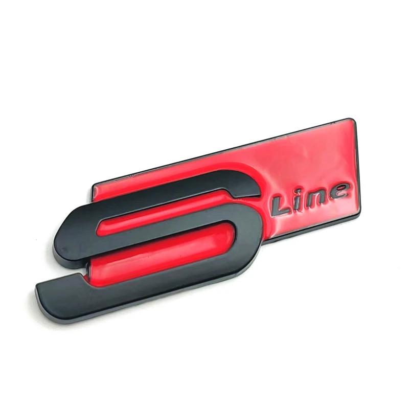3D Big Metal Black Sline Logo S Line Emblem Car Badge For  dgrb6 A1 A3 A4 A5 A6 Q2 Q5 Q7 Q3 S3 S4 S6 TT S Line Sticker Accrssorie
