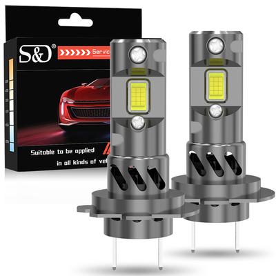 2 bombillas LED H7 para faros delanteros Canbus H7 de 25000 lm 1:1 faro delantero turbo de tamaño mini de 50 W con luz blanca alta/baja CSP 6000 K para coche