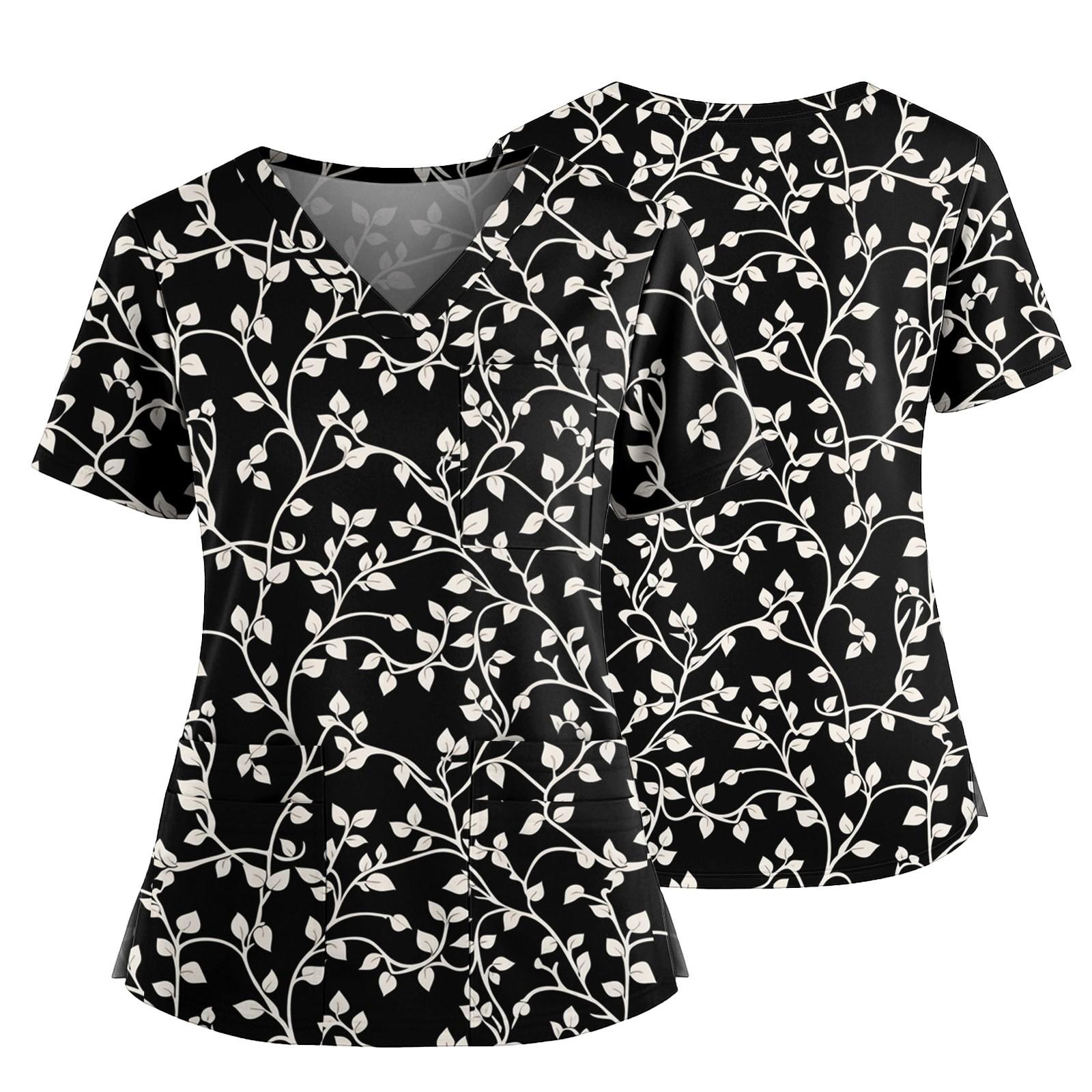 

Women s Casual Printed V-Neck Pocket Side Slit Short Sleeved Top Short Sleeved Top XXXL чорний