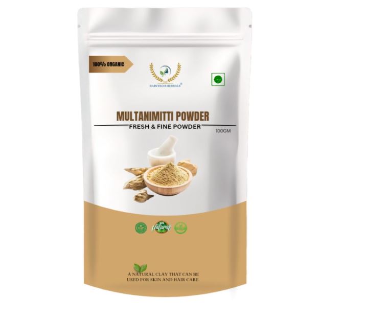 Raintech Organic Multani Mitti Powder (100gm) Natural Skin Brightening & Tan Removal Clay | No Chemicals No Preservatives