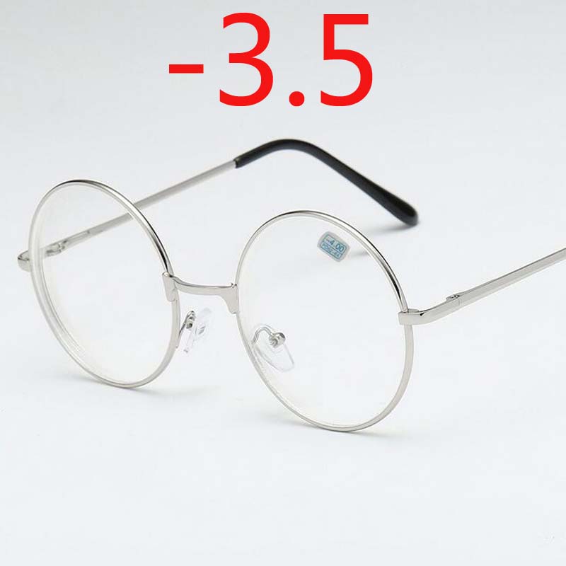 Round Glasses Woman Men Glasses Retro Myopia Optical Metal Frames Clear Lens Black Silver Gold Eyeglasses -1.0 -1.5 -2.0 To -4.0