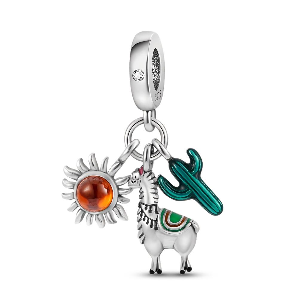 Charms Animali in Argento 925 Cane Gatto Gufo Coniglio Leone Elefante Dinosauro Charm Per Braccialetto Bangle Biglie per Creazione Gioielli