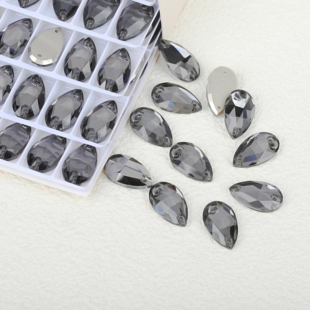 K9 Weichen Glass Boutique Hand-Sewn Drill Flat Bottom Double Hole Water Drop Flat Buckle Ab Special-Shaped Colored Diamond Diy/Double Hole Gem Drill