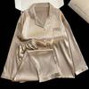 Frühlings Damen Eis Seide Pyjama Loungewear Set Luxus Nische Leichter Luxus Pyjama Damen Hochwertige Loungewear Langarm