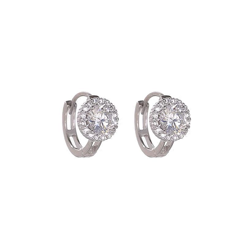 Round flash diamond zircon ear buckle light luxury fashion design simple round diamond stud earrings