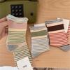 Boneless Rolled-up Socks, Women's Color-blocking Striped Mid-calf Socks, Spring and Autumn Casual and Versatile Long Calf Pile Socks