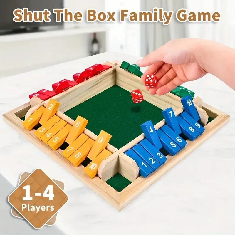 Wooden Dice Game Board, Family Party Fun Board Game, Multi-Color Chessboard Number Game, Ideal for Family Gatherings