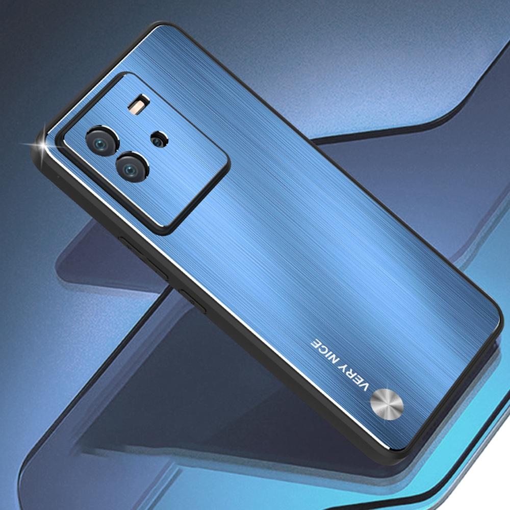 

For vivo iQOO Neo6 5G Anti-scratch Phone Case TPU Bumper Brushed Aluminium Alloy Back Cover Black