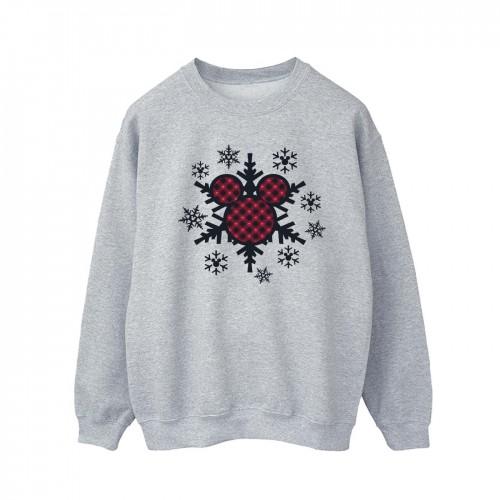 Disney Mens Mickey Mouse Gingham Snowflakes Sweatshirt
