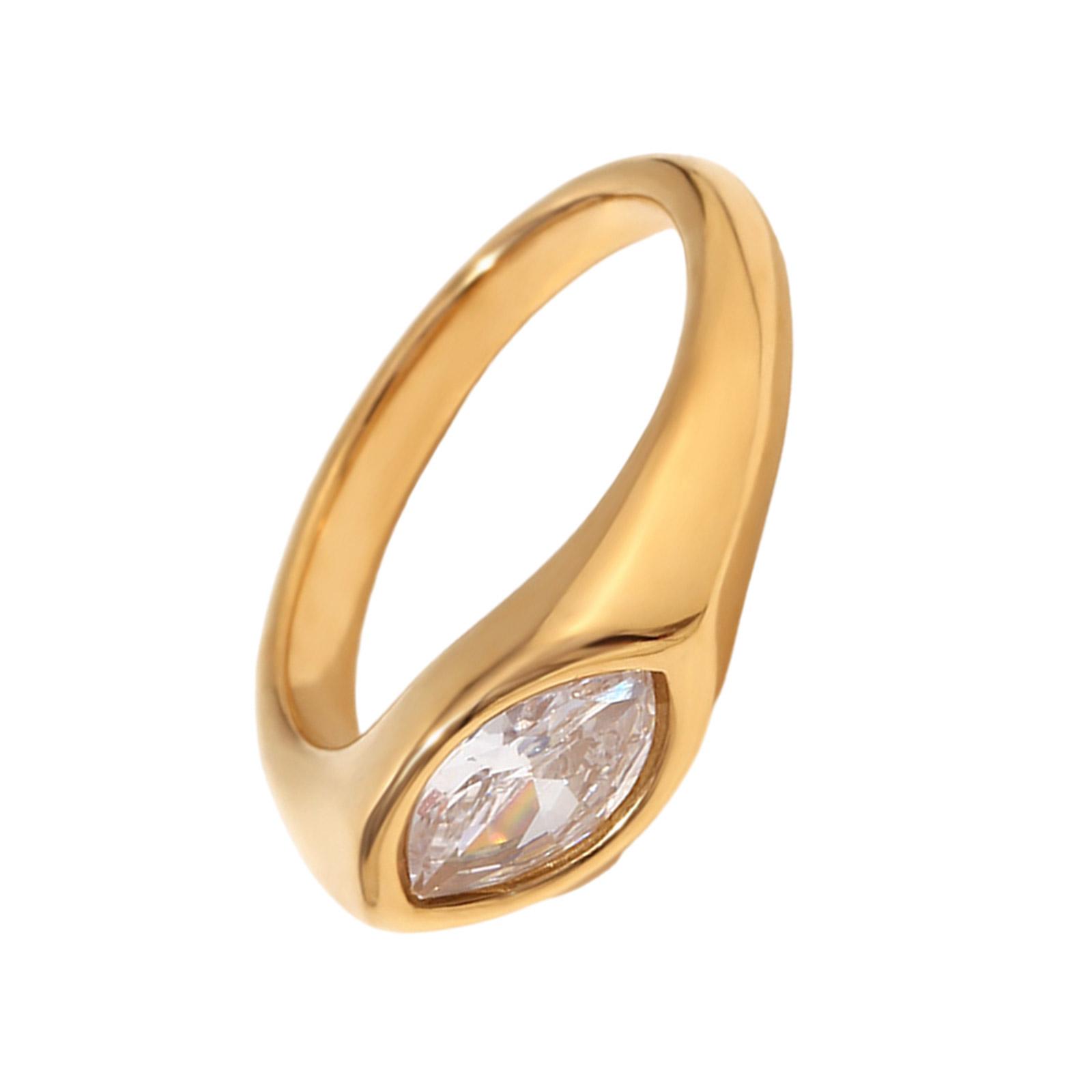 

Кольцо-печатка с цирконом Лошадиный глаз , красочное кольцо с покрытием из 18-каратного золота, ювелирное изделие из нержавеющей стали для пальца, аксессуары для повседневной носки B