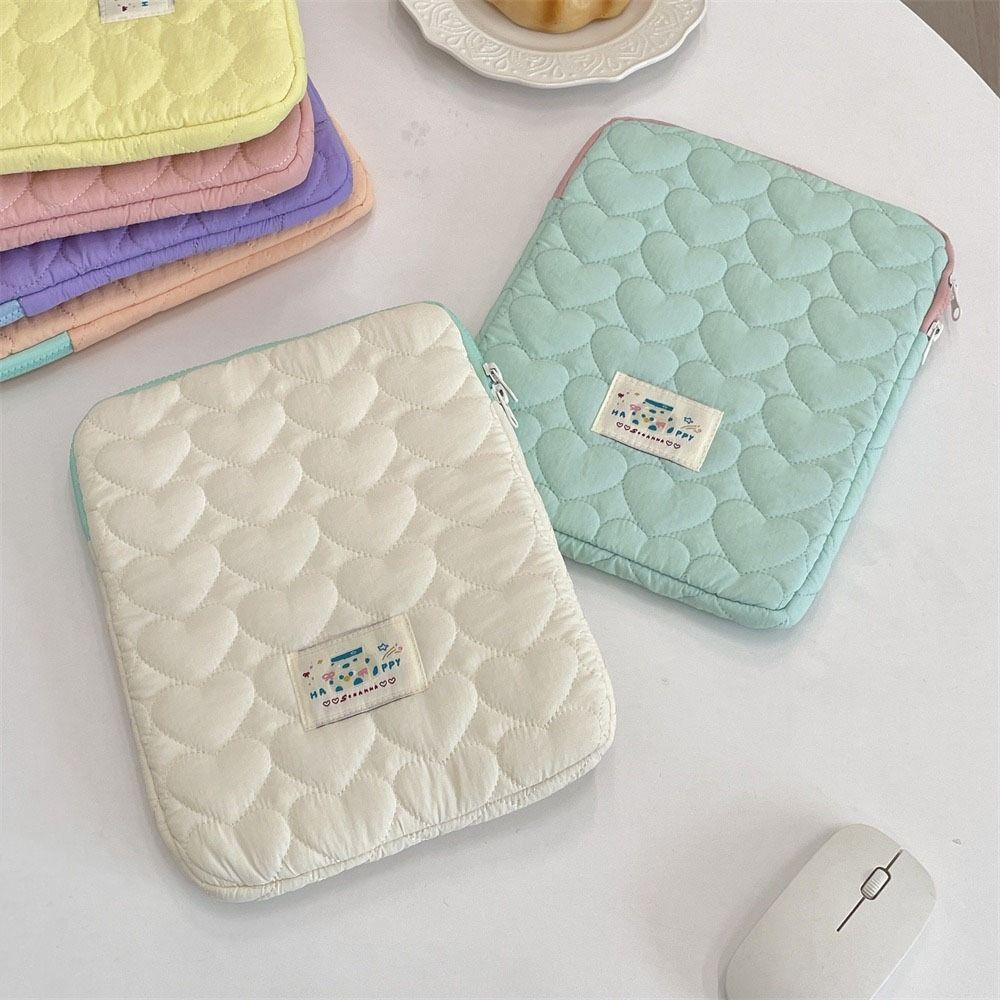 Love Plaid Laptop Storage Bag Quilted Tablet Sleeve Pouch Korean Style Computer Bag  For Women