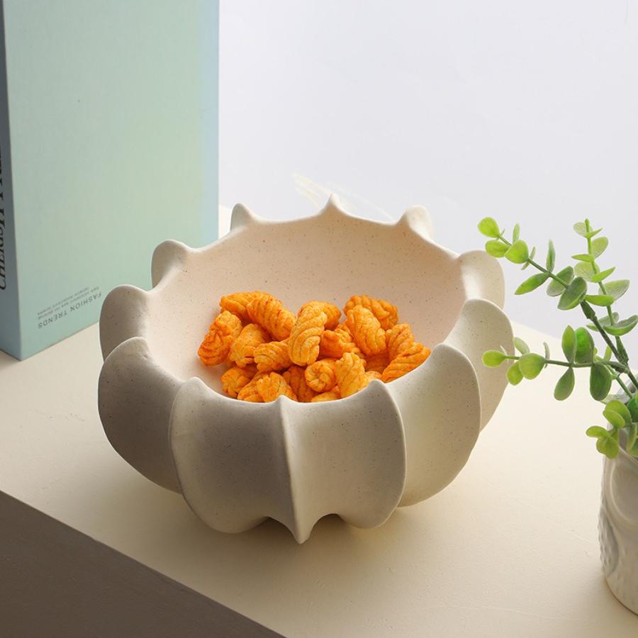 Ceramic Shell Fruit Bowl Textured snack bowl Afternoon tea serving Coffee table centerpiece bowl Decorative storage container