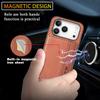 For iPhone 17 Pro Case RFID Blocking Carbon Fiber Leather Phone Back Cover with Card Holder