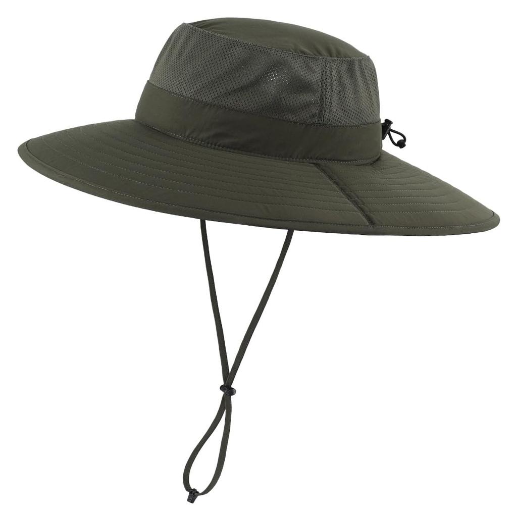 Connectyle Safari UPF Sun Wide UV Army Green Hat, Men's 50+ Hat, Foldable, Brim, Protection, Gardening, Fishing,