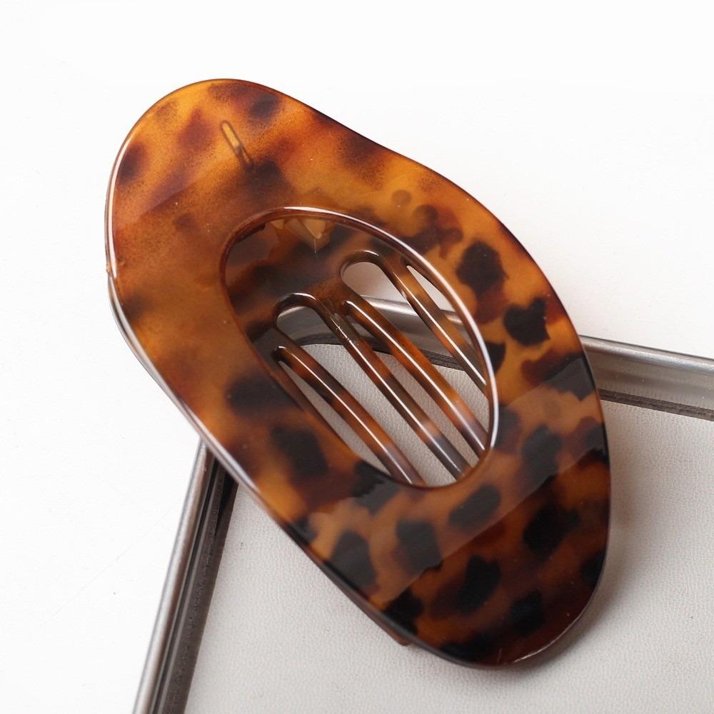 Korean Style Oval Hair Clips Curved Leopard Duckbill Clip Acrylic Hairpin Women