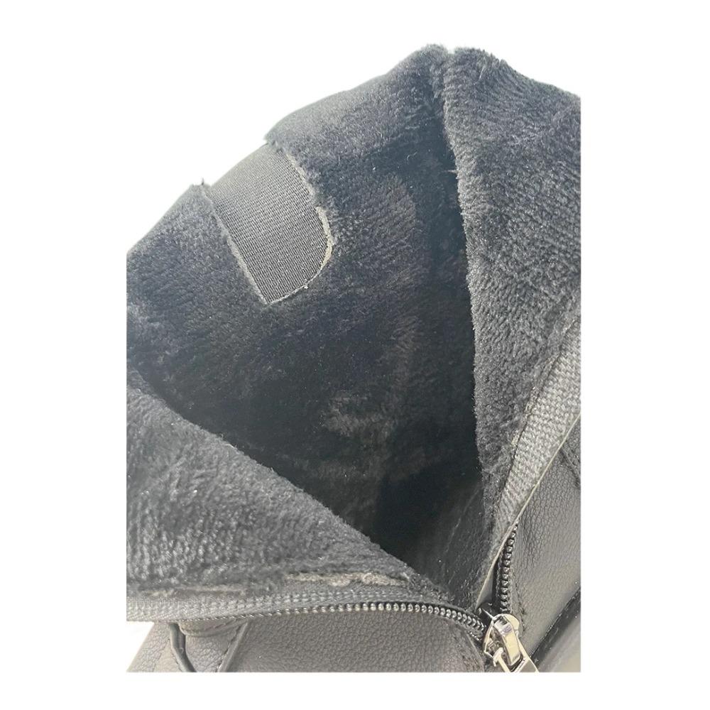 Damen Herbst- und Winterstiefel mit dicker Sohle, Samt, Metall-Punk-Stil, würzig, höhenvergrößernd, kurz, runde Spitze, trendig, cool, Lokomotivstiefel