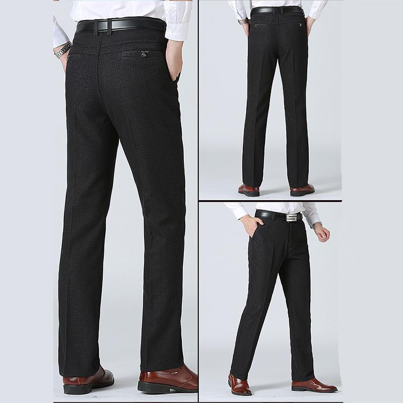 Men’s Breathable Casual Pants Cotton High Waist Lightweight Straight Trousers for Male Comfortable Fit Loose Business Work Dress Pant with Pocket