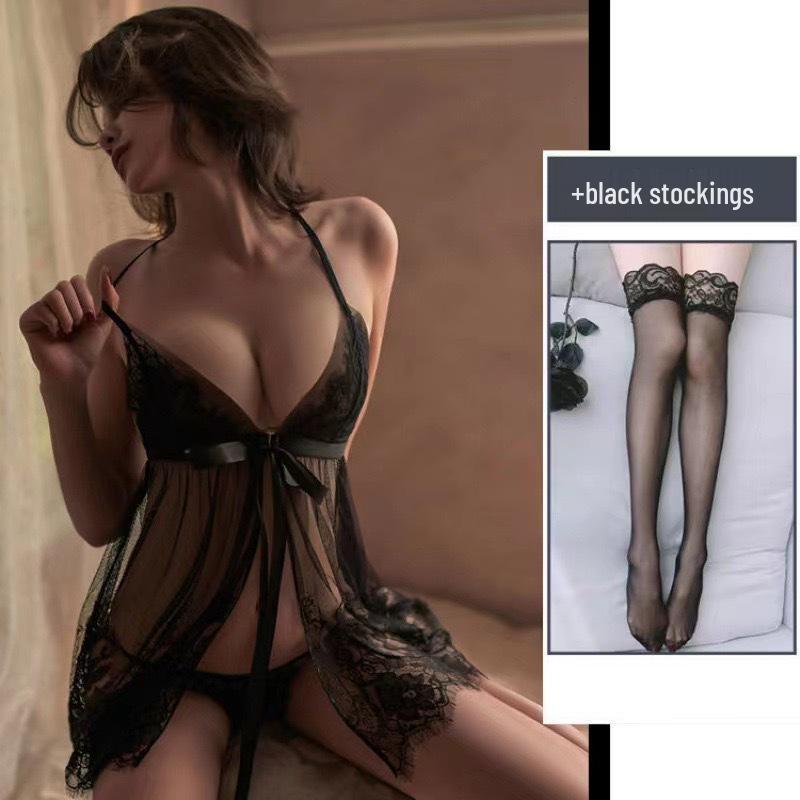 Plus Size Women's Transparent Lace Sleepwear - Sexy, Easy-Remove, Tempting