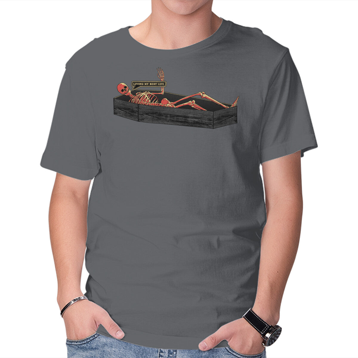 Unisex Crew Neck T-Shirt Living My Best Life Graphic Short Sleeve Casual Tee XXL