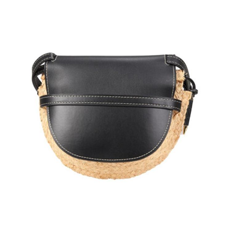 Loewe Gate Bow Bag Handwoven Straw Anagram Embossed Shoulder Crossbody Bag Vacation Bag Small Women bags Black 32913T20-1208