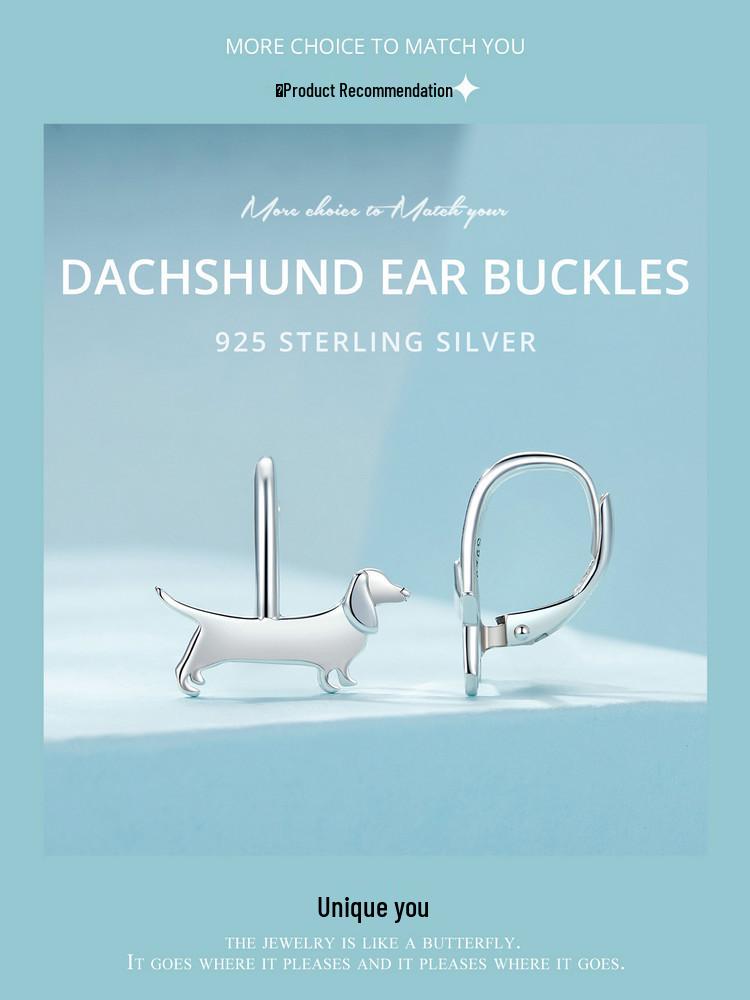 Yinziyun Dachshund Ear Cuffs: Cute S925 Sterling Silver Earrings for Women