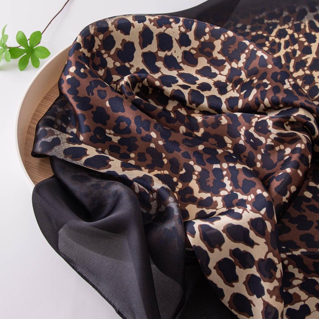 Classic leopard print spring and autumn fan gradual change color sunscreen silk scarf women's long decorative shawl fashion warm thin scarf