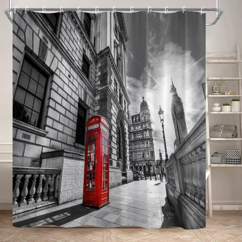 Urban Architecture Shower Curtain New York City Center Architectural Landscape Bathtub Partition Polyester Fabric Bathroom Decor