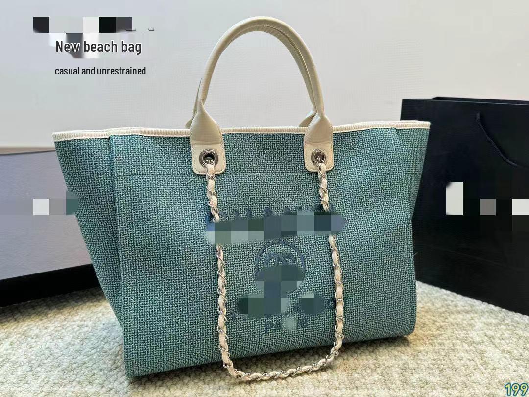 

Classic High-Capacity Linen Canvas Beach Bag - Versatile, Casual Summer Essential 38*30 cm