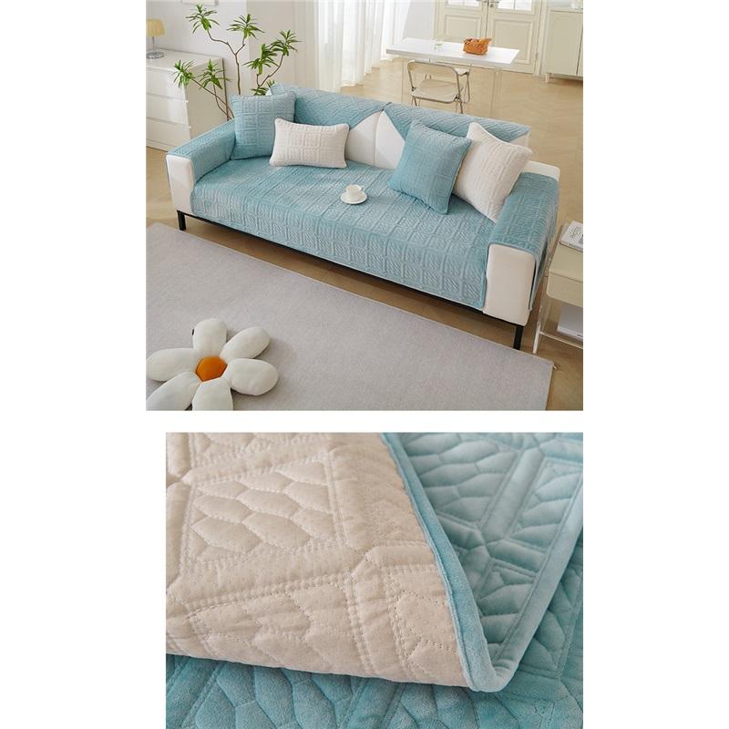 Plush Sofa Cover Thick Fleece Couch Cushion Winter Non-Slip Fabric Sofa Mat Slipcover Simple Design