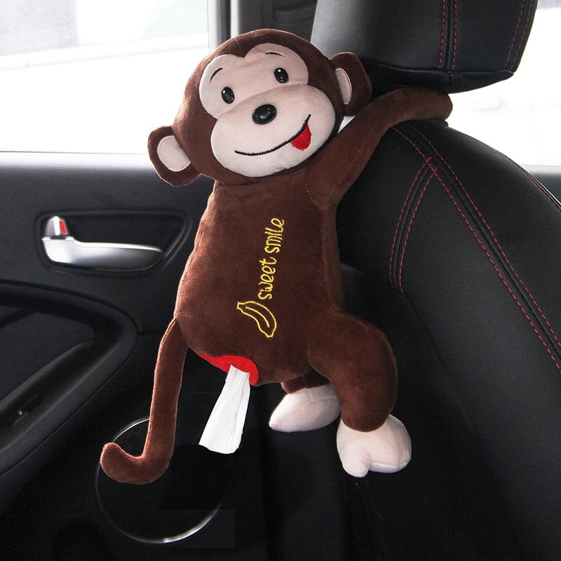 Creative Monkey Tissue Box Cover for Car - Cute Hanging Pull-Out Design