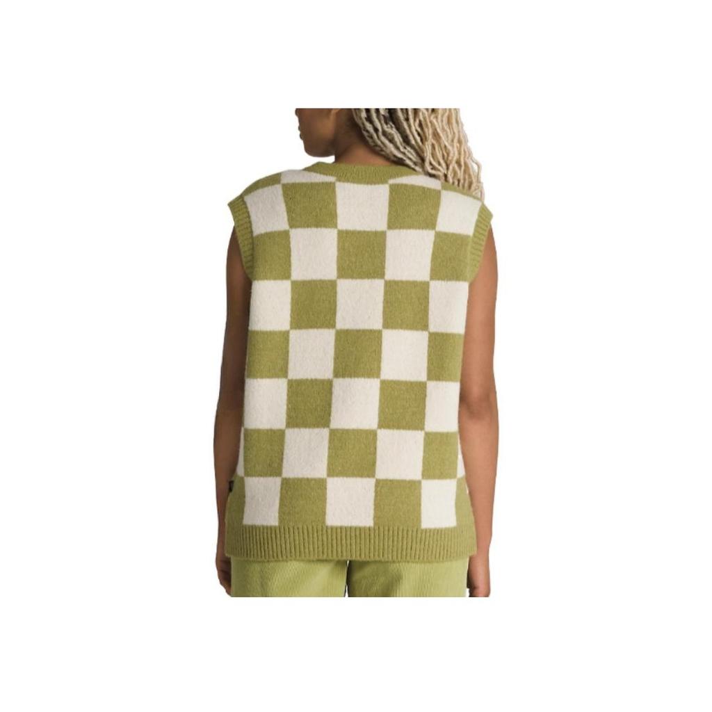 Vans V-Neck Checkered Fitted Sleeveless Vest Women Tops Green VN000F6WBD4