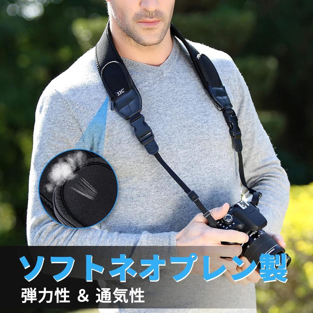 JJC Camera Strap with Storage Camera Shoulder Card and Compatible with Canon EOS R5 Mark II R6 R5 R7 R8 R50 Nikon Z8 ZF ZFC Z7 Z6 III II Z5 Coolpix