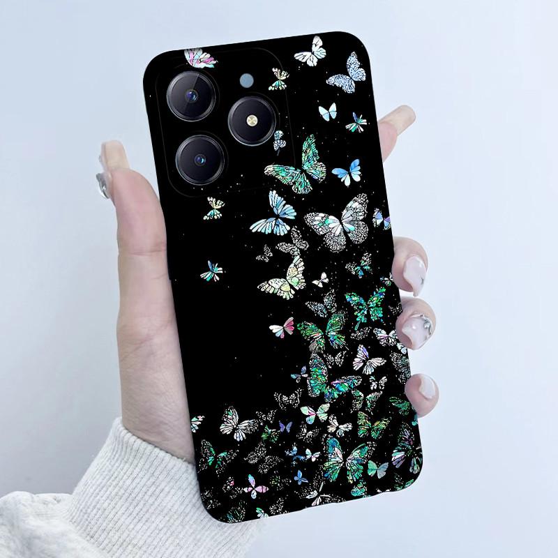 Para Realme C61 C63 Funda de Teléfono Diseño de Niña con Flores Silicona Suave TPU Carcasa Trasera para Realme Narzo N63 C 63 Fundas RealmeC61