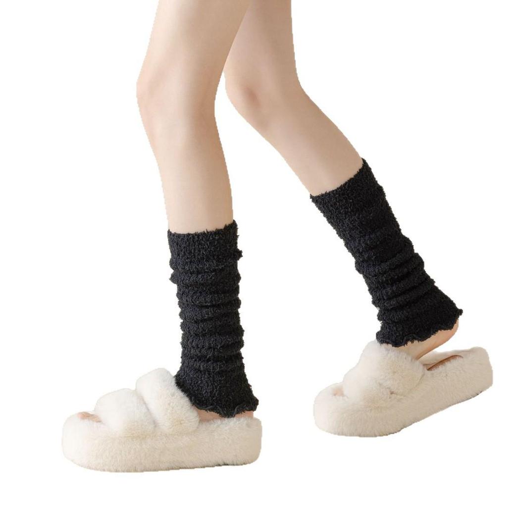 Koralowe getry z marszczeniem: Damskie nakolanniki Y2K jesienno-zimowe, pogrubione długie skarpety.