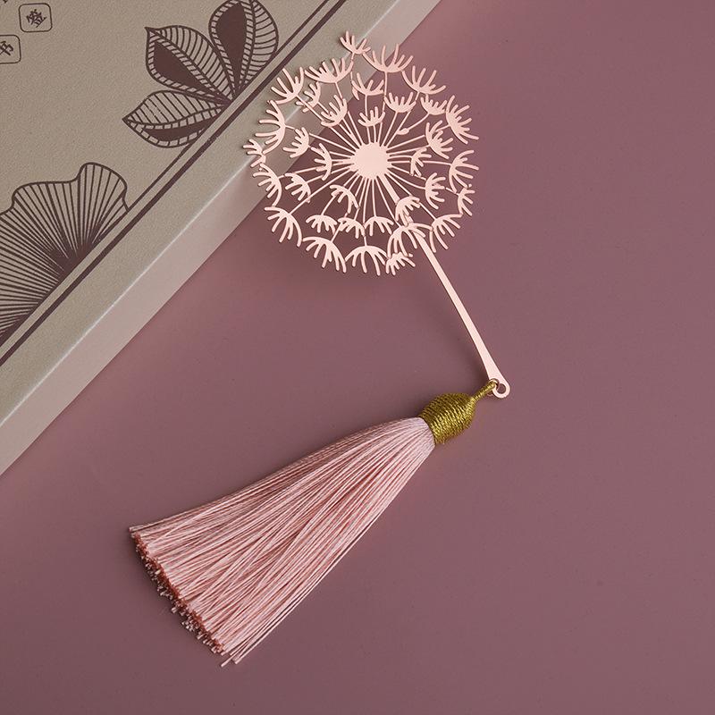 1Pc Golden Retro Art Metal Plant Vein Bookmark with Tassel Reading Book Accessories Index Tab Fringe Gift for Teachers Students