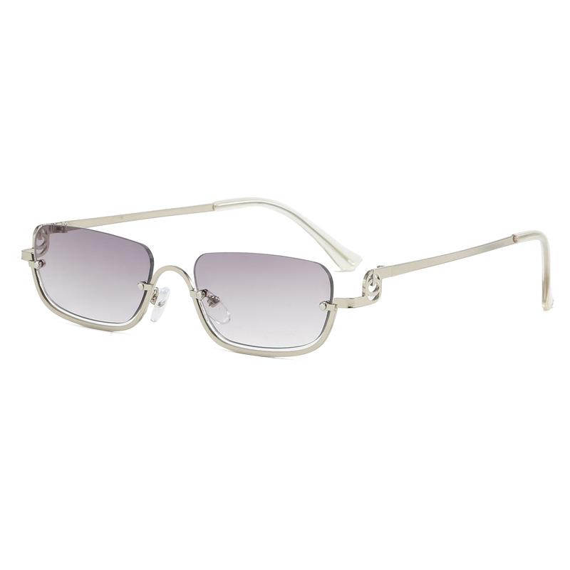 New European and American style small square half-frame fashion sunglasses for women Stylish sunglasses for women for taking photos
