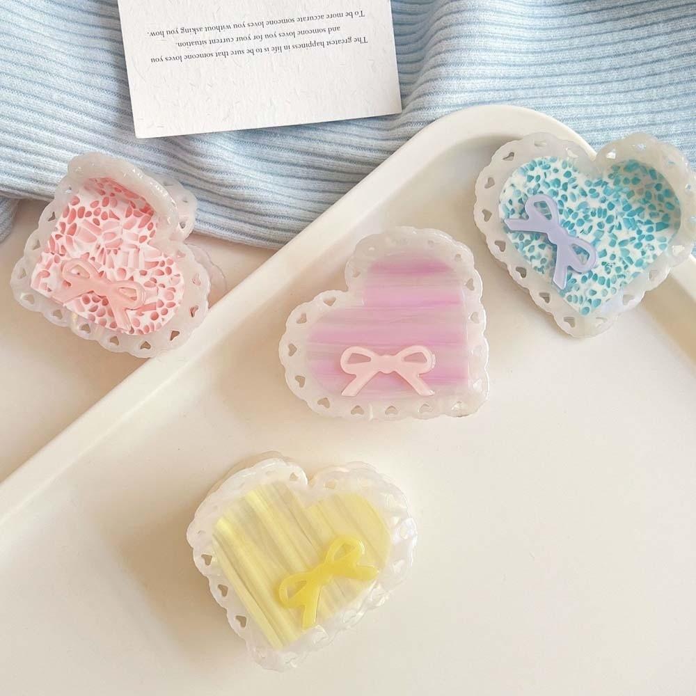 Elegant Acetic Acid Hair Claw Korean Style Bow Hair Claw Fashion Heart Shark Clip  Friends